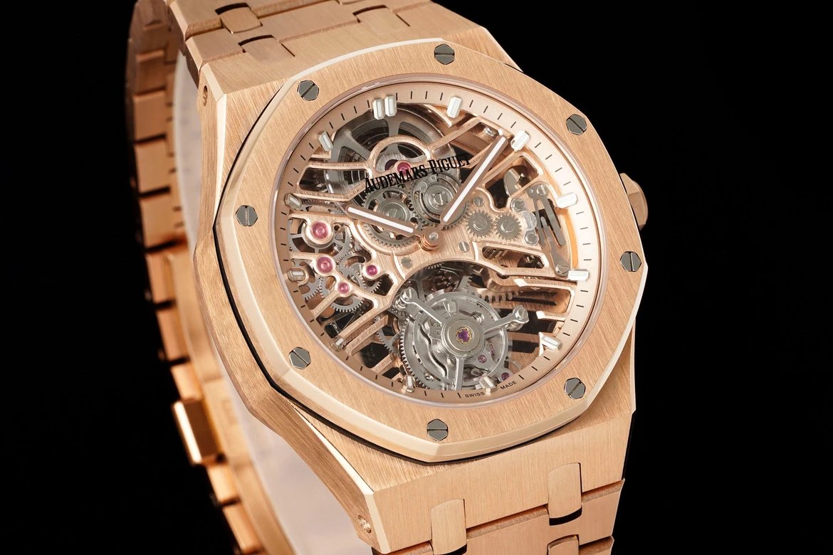 오데마 피게 로얄 오크 셀프와인딩 플라잉 투르비옹 오픈워크 스켈레톤다이얼 로즈골드 26735