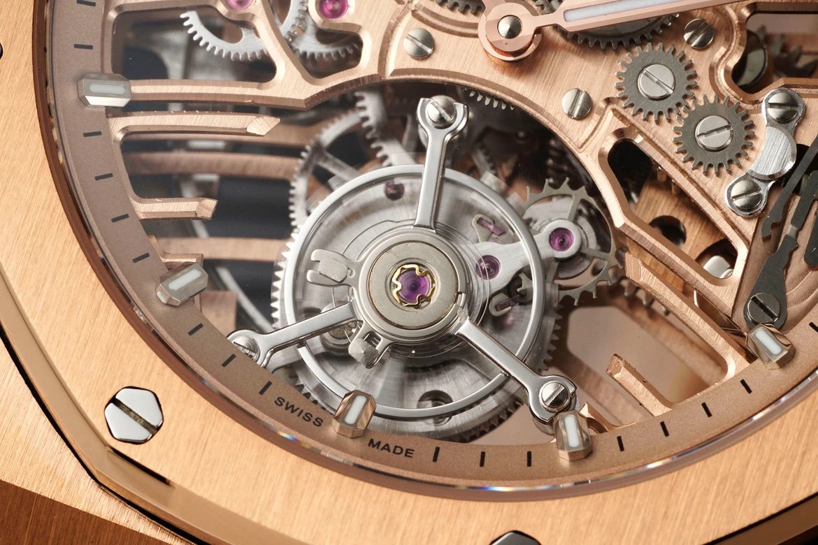 오데마 피게 로얄 오크 셀프와인딩 플라잉 투르비옹 오픈워크 스켈레톤다이얼 로즈골드 26735