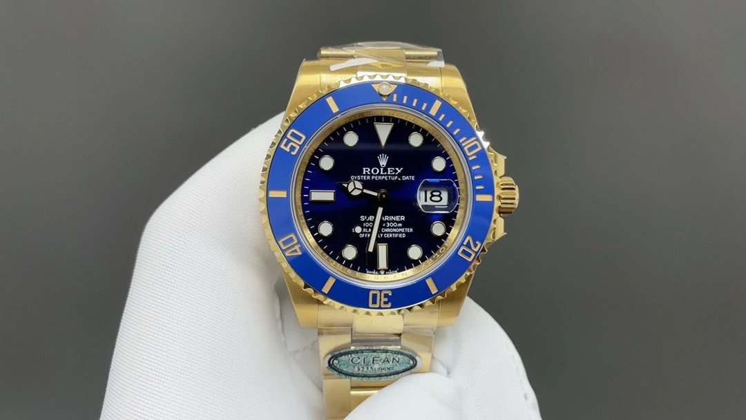 롤렉스 서브마리너 데이트 옐로우 골드 블루