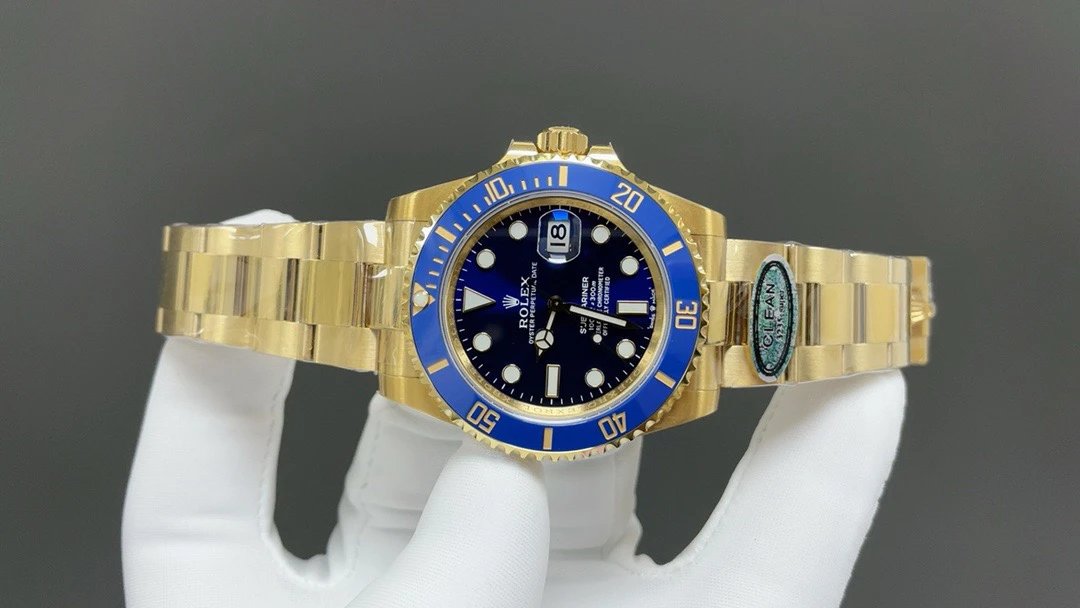롤렉스 서브마리너 데이트 옐로우 골드 블루