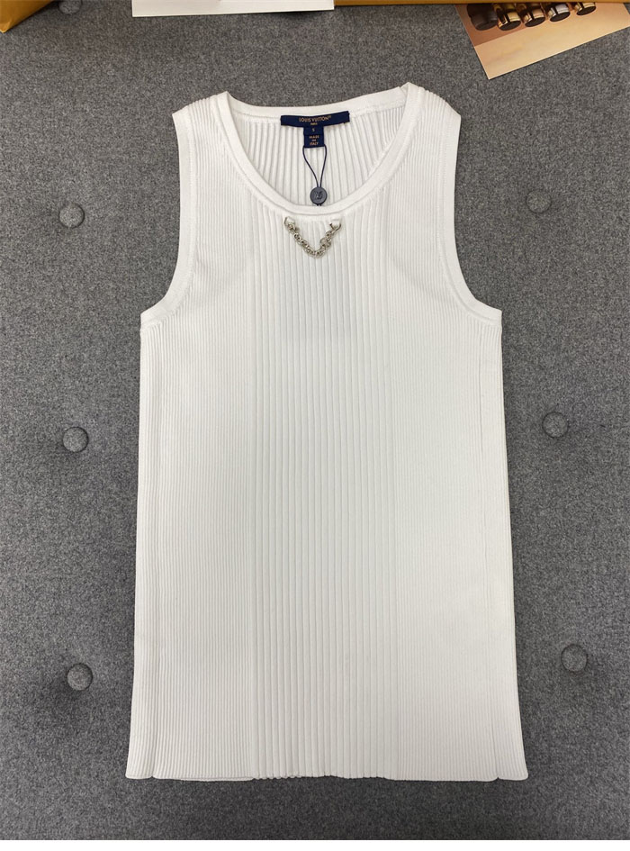 루이비통 넥 LV 체인 리브드 니트 탱크 드레스