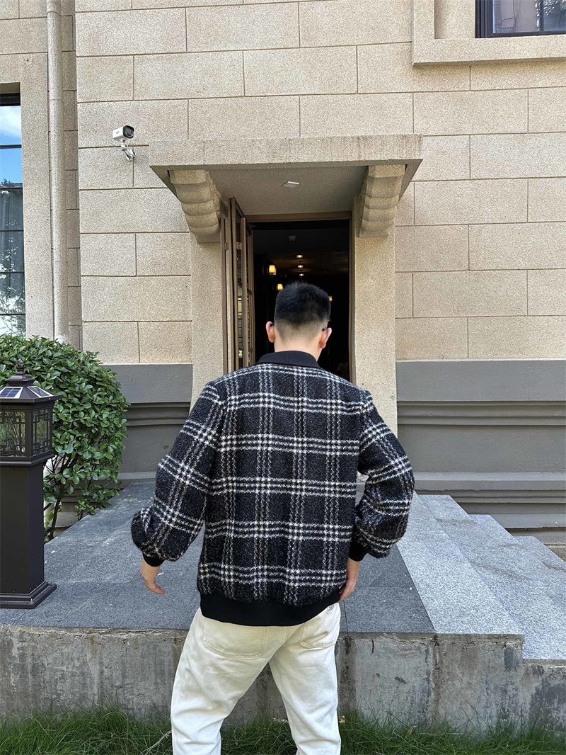 샤넬 숄카라 체크 버튼 울 트위드 자켓