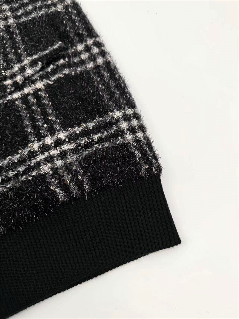 샤넬 숄카라 체크 버튼 울 트위드 자켓