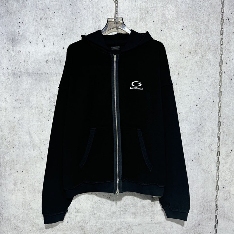 발렌시아가 24SS 로고 후드 집업 스웨트셔츠