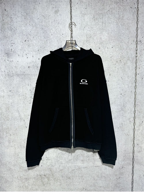 발렌시아가 24SS 로고 후드 집업 스웨트셔츠