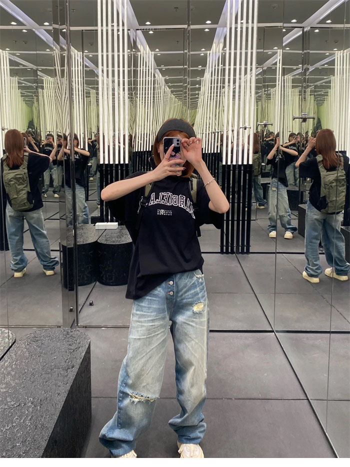 메종 마르지엘라 MM6 로고 반팔 티셔츠