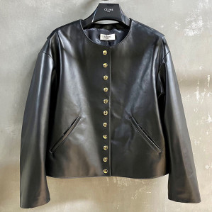 셀린느 24FW 스냅 버튼 램스킨 퓨어 카라 자켓