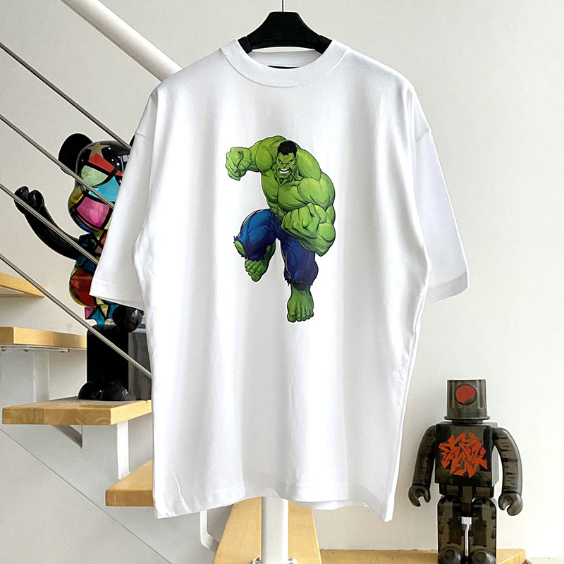 발렌시아가 x 마블 헐크 그래픽 프린팅 반팔 티셔츠