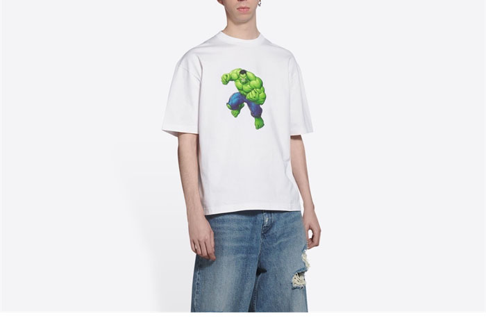 발렌시아가 x 마블 헐크 그래픽 프린팅 반팔 티셔츠