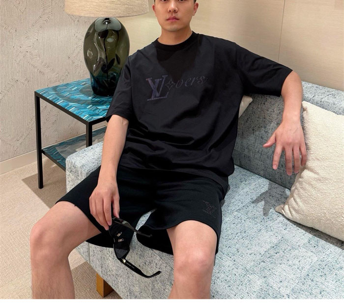 루이비통 라인스톤 LV 엠벨리시드 저지 숏 팬츠