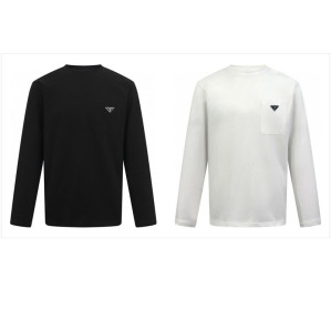 프라다 트라이앵글 로고 저지 긴팔 티셔츠