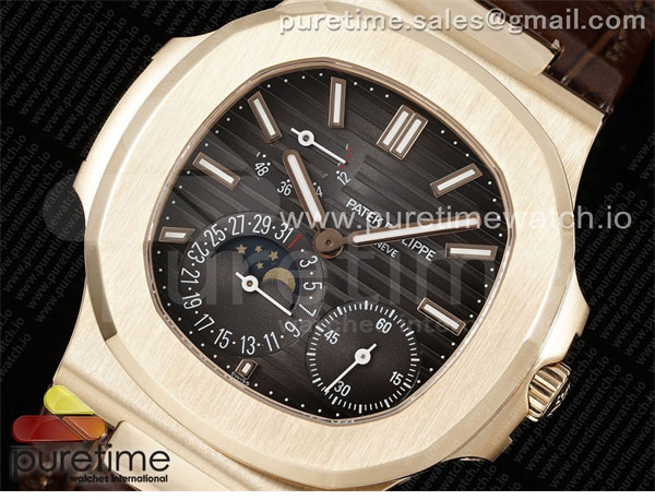 PP공장 파텍필립 노틸러스 5712 로즈골드금통 브라운다이얼 브라운가죽스트랩 Nautilus 5712 RG PPF 1_1 Best Edition Brown Dial on Brown Leather Strap A240 Super Clone V2 PPF공장