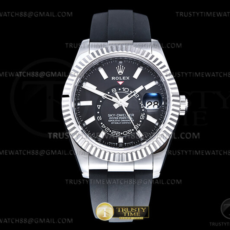 ZF공장 롤렉스 스카이드웰러 스틸 블랙다이얼 러버스트랩 텅스텐 Skydweller 336239 Wt WG_RU Black ZF V2 Asia 2824