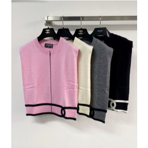 샤넬 콘트라스트 트림 니트 베스트