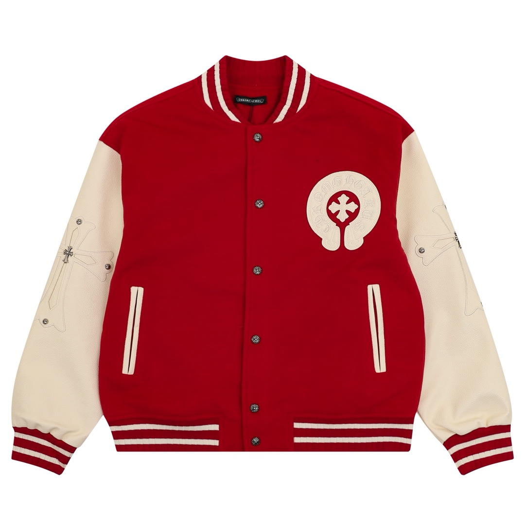 크롬하츠 크로스 패치 레터맨 바시티 자켓