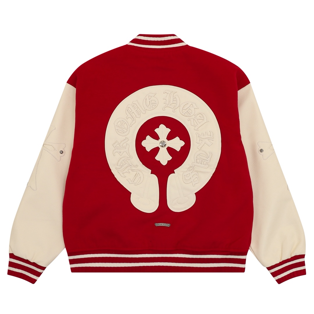 크롬하츠 크로스 패치 레터맨 바시티 자켓