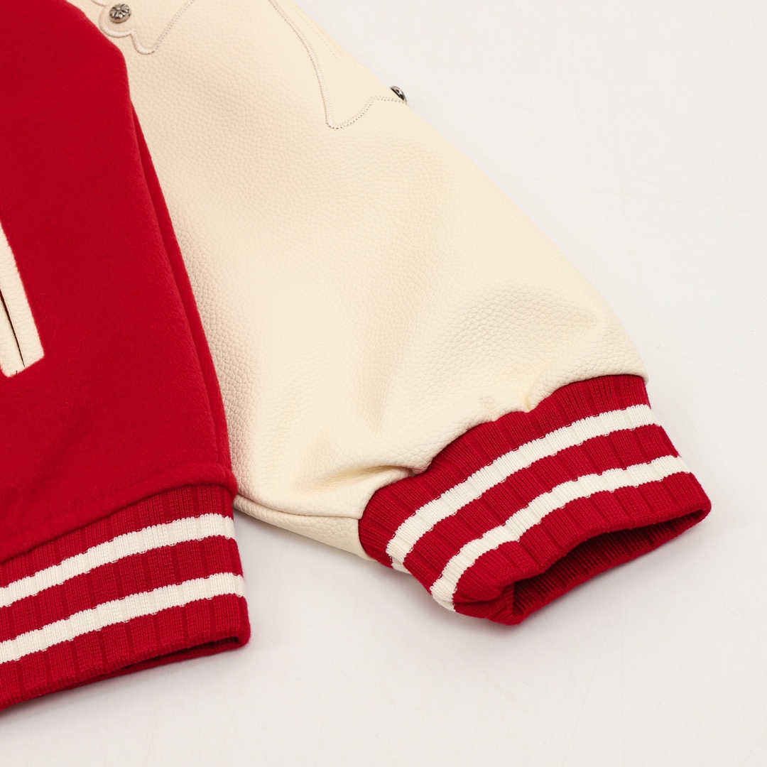 크롬하츠 크로스 패치 레터맨 바시티 자켓