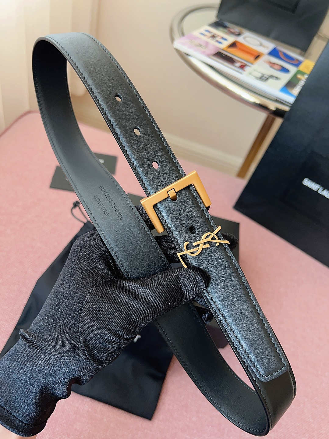 생로랑 모노그램 스퀘어 벨트