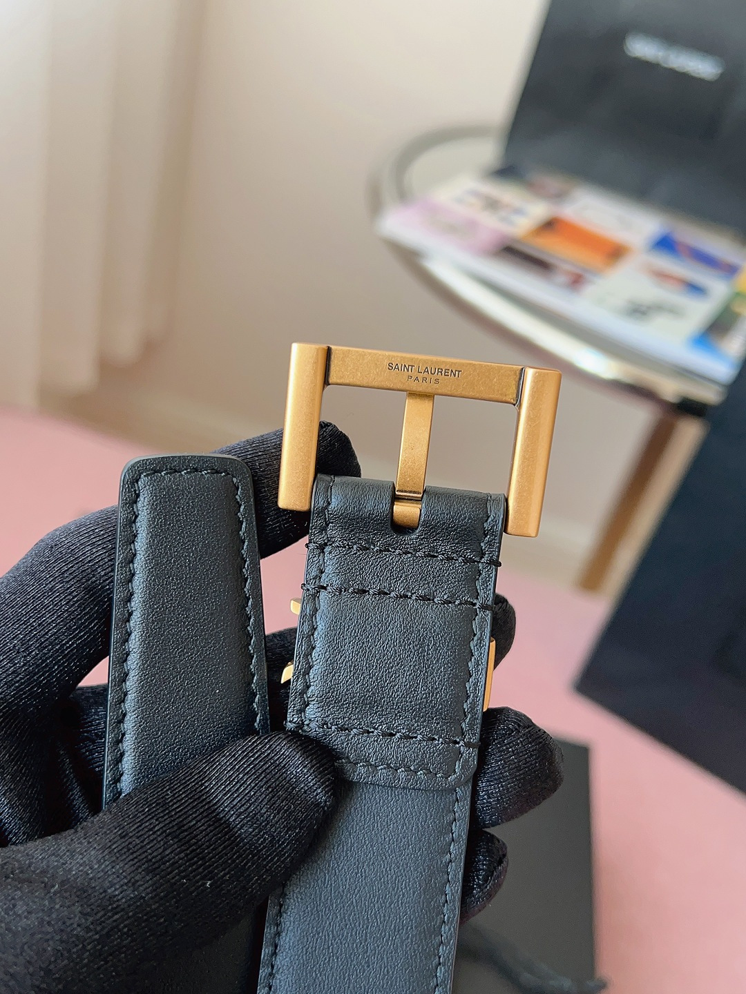 생로랑 모노그램 스퀘어 벨트