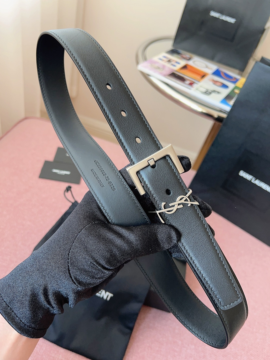 생로랑 모노그램 스퀘어 벨트