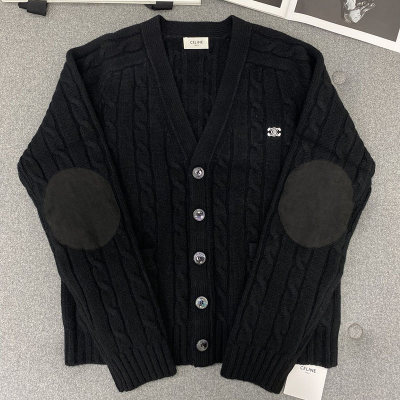 셀린느 트리옹프 케이블 니트 캐시미어 가디건