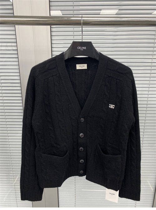 셀린느 트리옹프 케이블 니트 캐시미어 가디건
