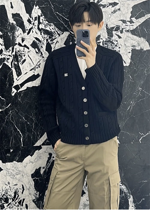 셀린느 트리옹프 케이블 니트 캐시미어 가디건