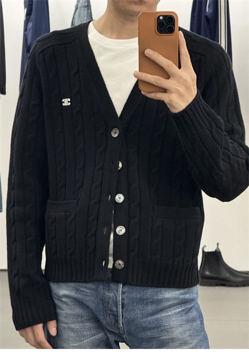 셀린느 트리옹프 케이블 니트 캐시미어 가디건