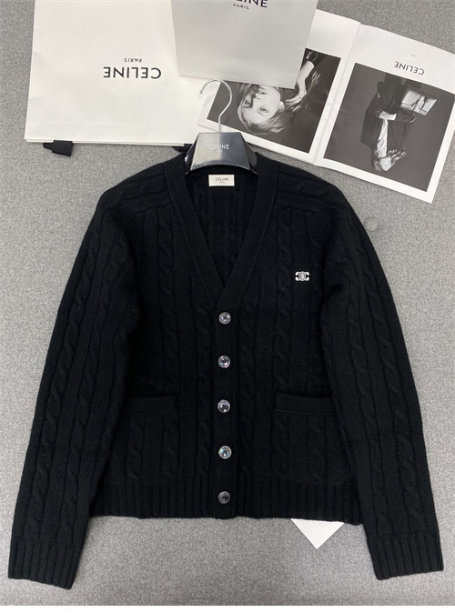 셀린느 트리옹프 케이블 니트 캐시미어 가디건