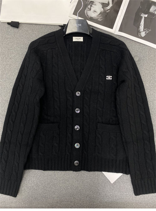 셀린느 트리옹프 케이블 니트 캐시미어 가디건