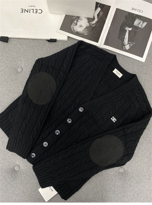 셀린느 트리옹프 케이블 니트 캐시미어 가디건