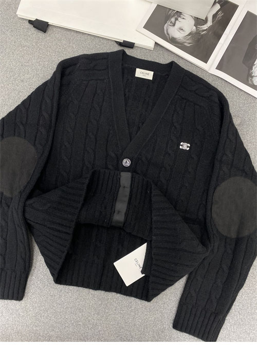 셀린느 트리옹프 케이블 니트 캐시미어 가디건