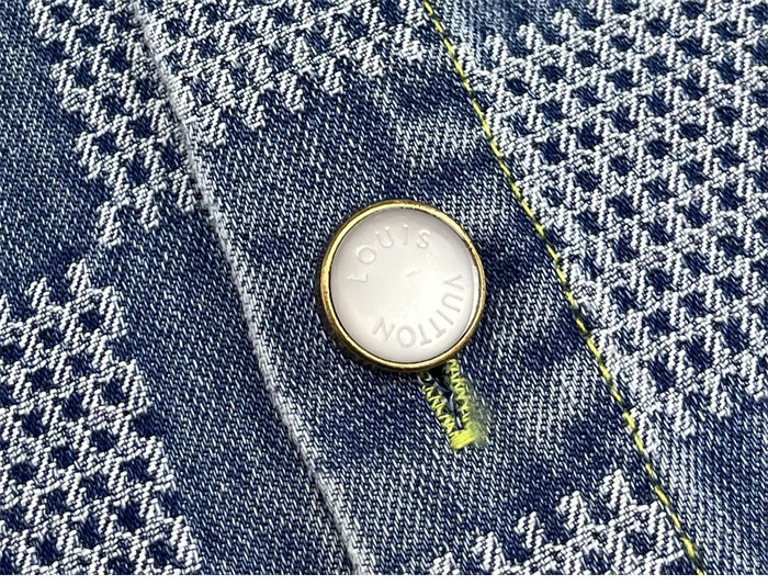 루이비통 다미에 3D 라이트 데님 숏 슬리브드 셔츠