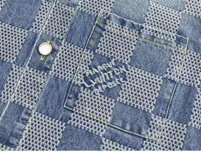 루이비통 다미에 3D 라이트 데님 숏 슬리브드 셔츠