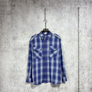 셀린느 체크 캐주얼 견장 롱 셔츠 남방 블루