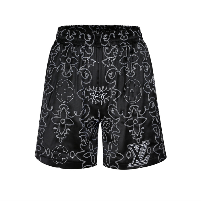 루이비통 LV 아라베스크 모노그램 프린트 슬리브드 실크 반바지