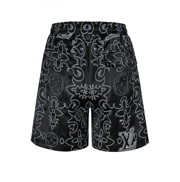 루이비통 LV 아라베스크 모노그램 프린트 슬리브드 실크 반바지