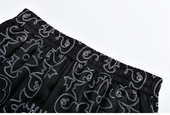 루이비통 LV 아라베스크 모노그램 프린트 슬리브드 실크 반바지