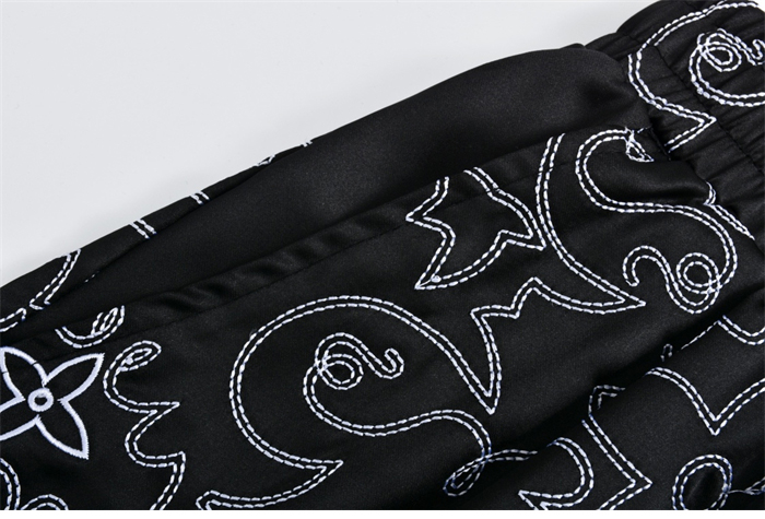 루이비통 LV 아라베스크 모노그램 프린트 슬리브드 실크 반바지