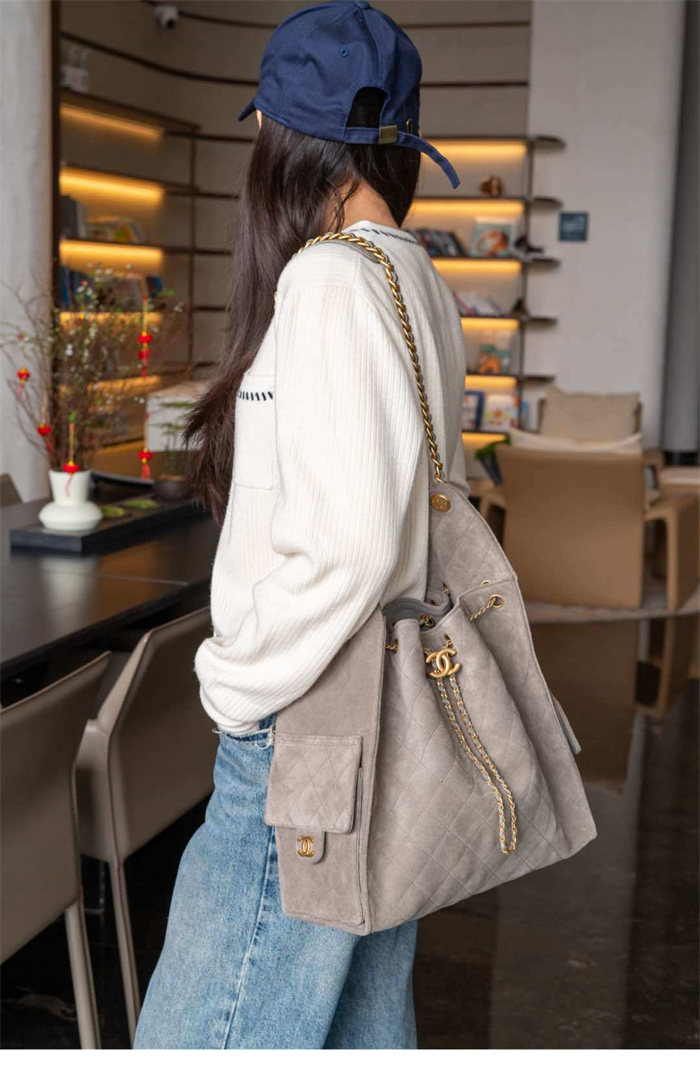 샤넬 25C 스웨이드 호보 버킷백 라지