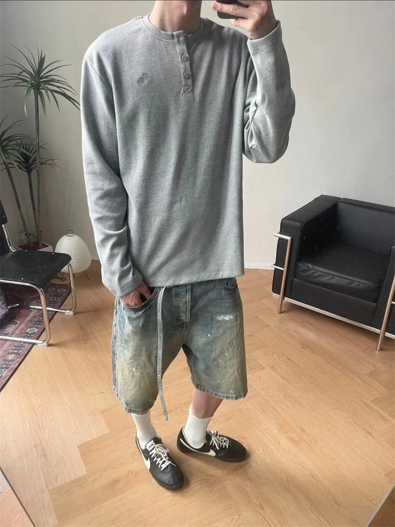 크롬하츠 헨리넥 와플 버튼 니트