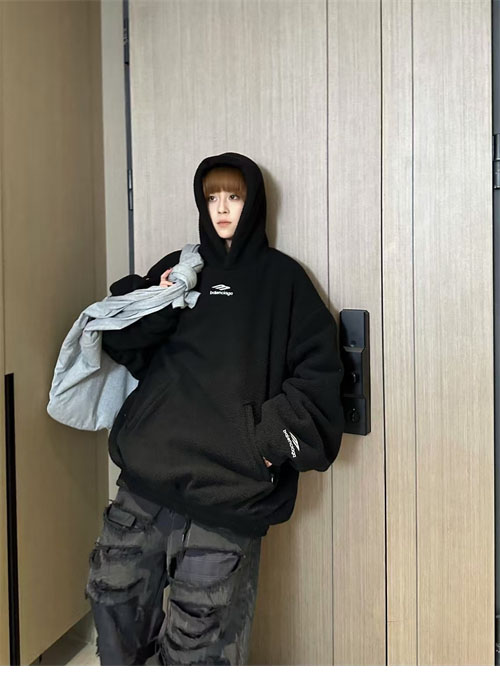 발렌시아가 3B 스포츠 아이콘 후리스 후드