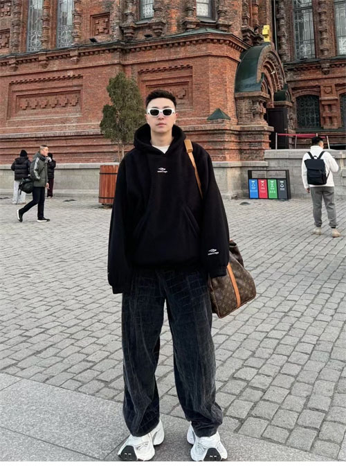 발렌시아가 3B 스포츠 아이콘 후리스 후드