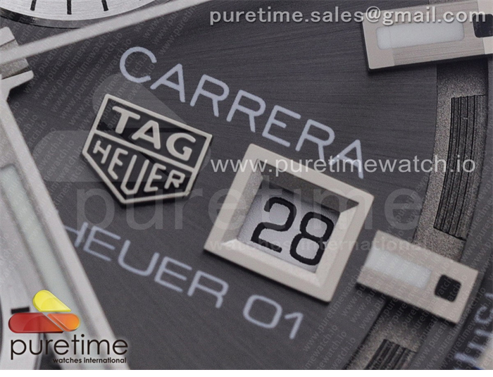 XF공장 칼리버호이어 그레이다이얼 43MM Calibre Heuer 01 Chrono SS XF 1_1 Best Edition Gray Dial on SS Bracelet Strap A1887