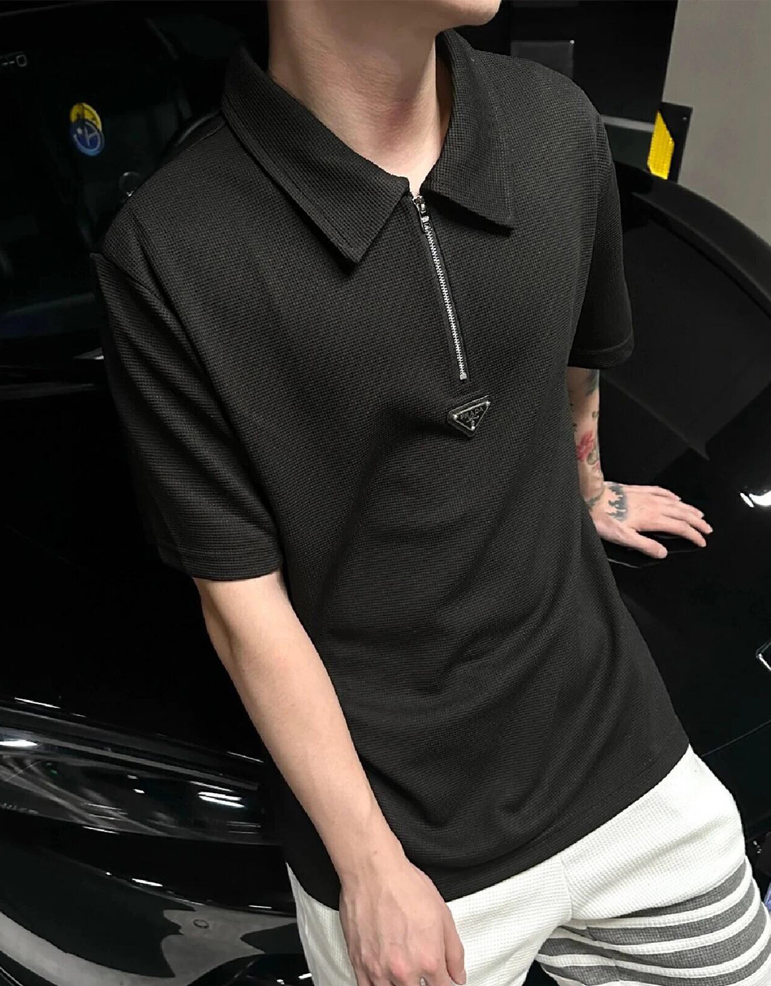 프라다 와플 스틸 와펜 반팔 폴로 카라 티셔츠 “2COLOR”