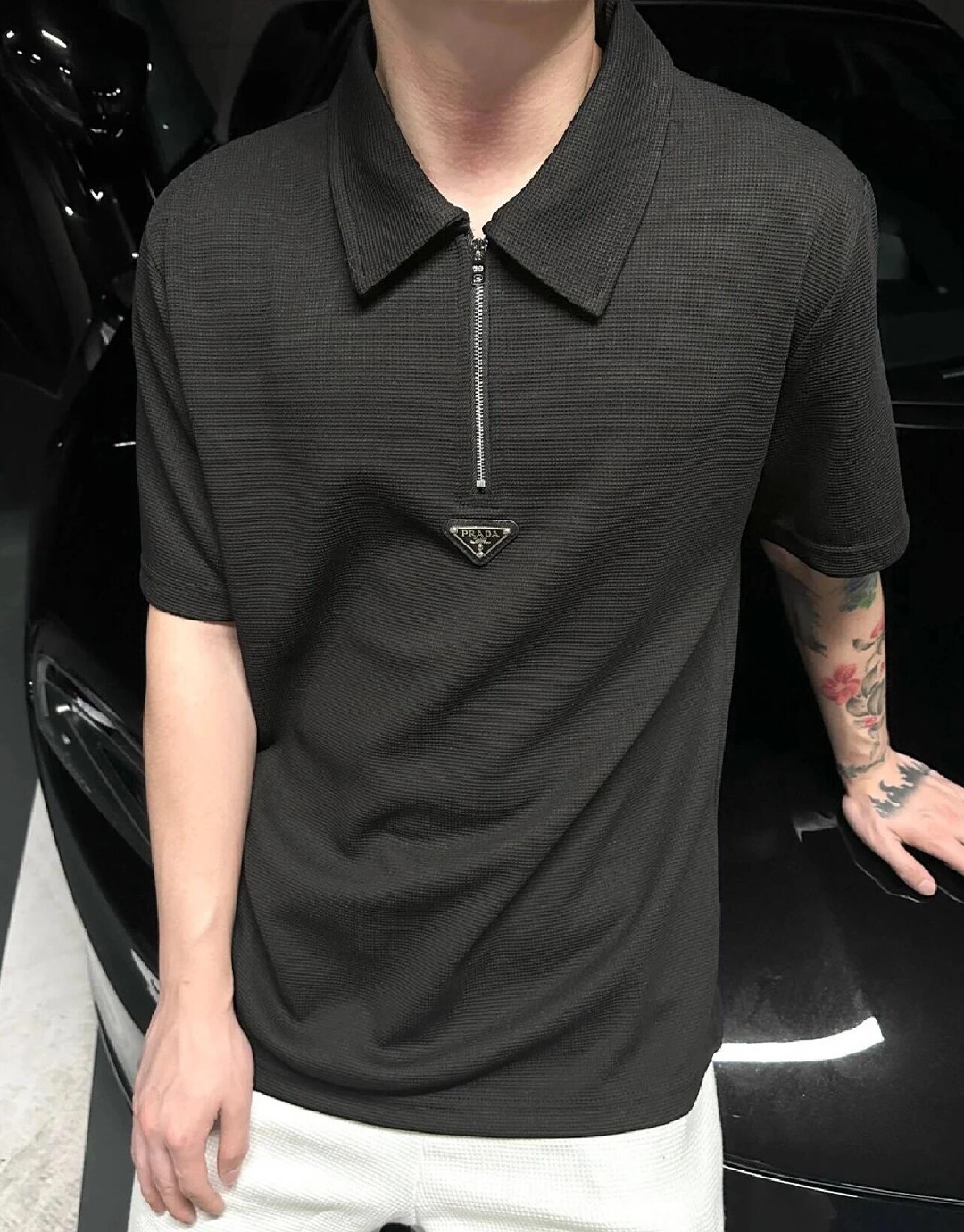 프라다 와플 스틸 와펜 반팔 폴로 카라 티셔츠 “2COLOR”