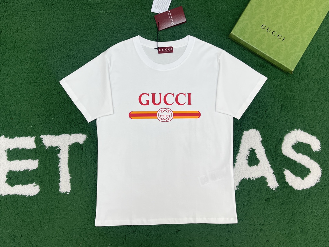 구찌 프리폴컬렉션 웹 프린트 저지 코튼 티셔츠 화이트