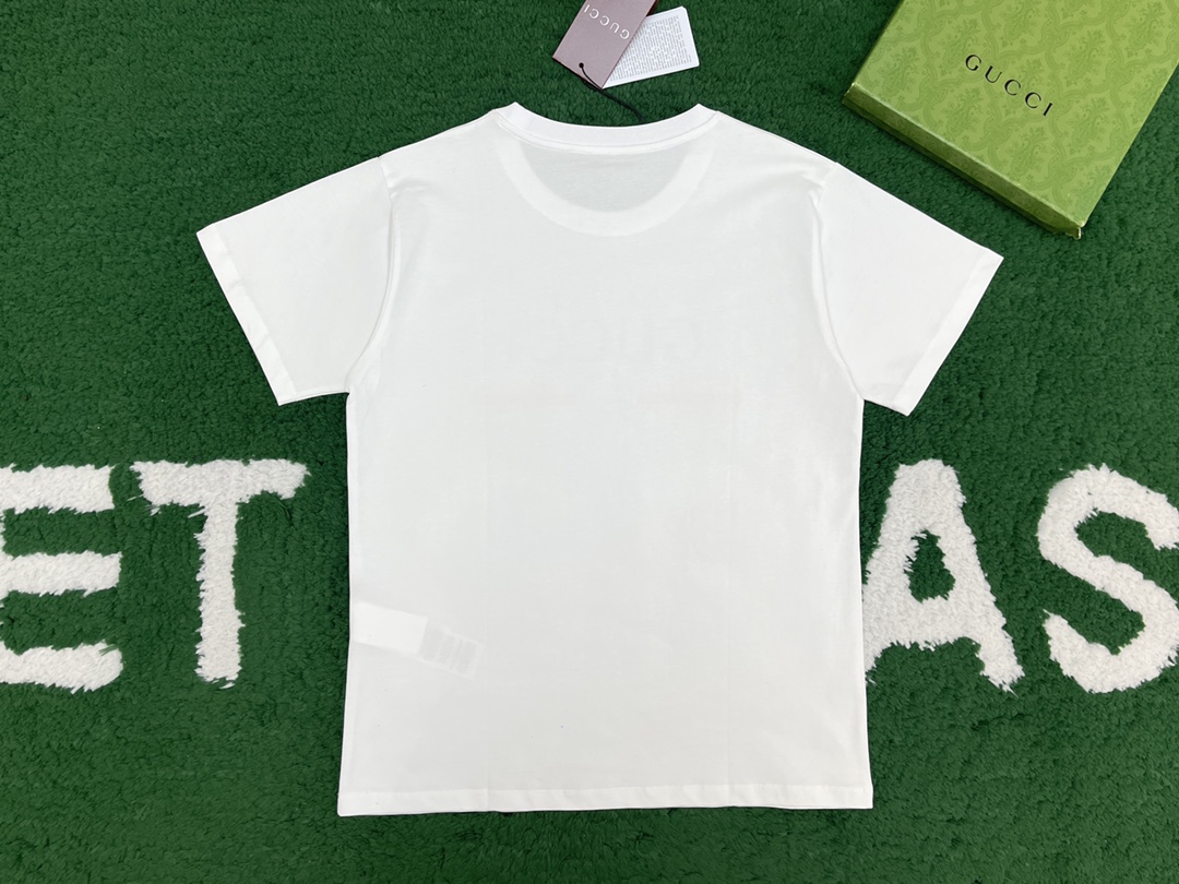 구찌 프리폴컬렉션 웹 프린트 저지 코튼 티셔츠 화이트