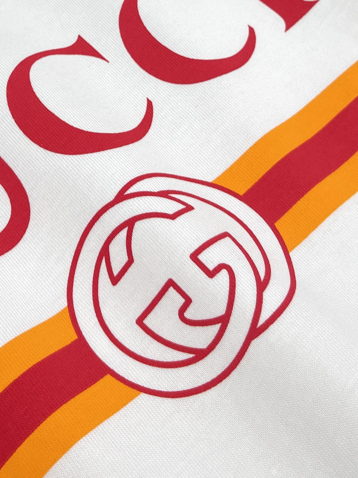 구찌 프리폴컬렉션 웹 프린트 저지 코튼 티셔츠 화이트