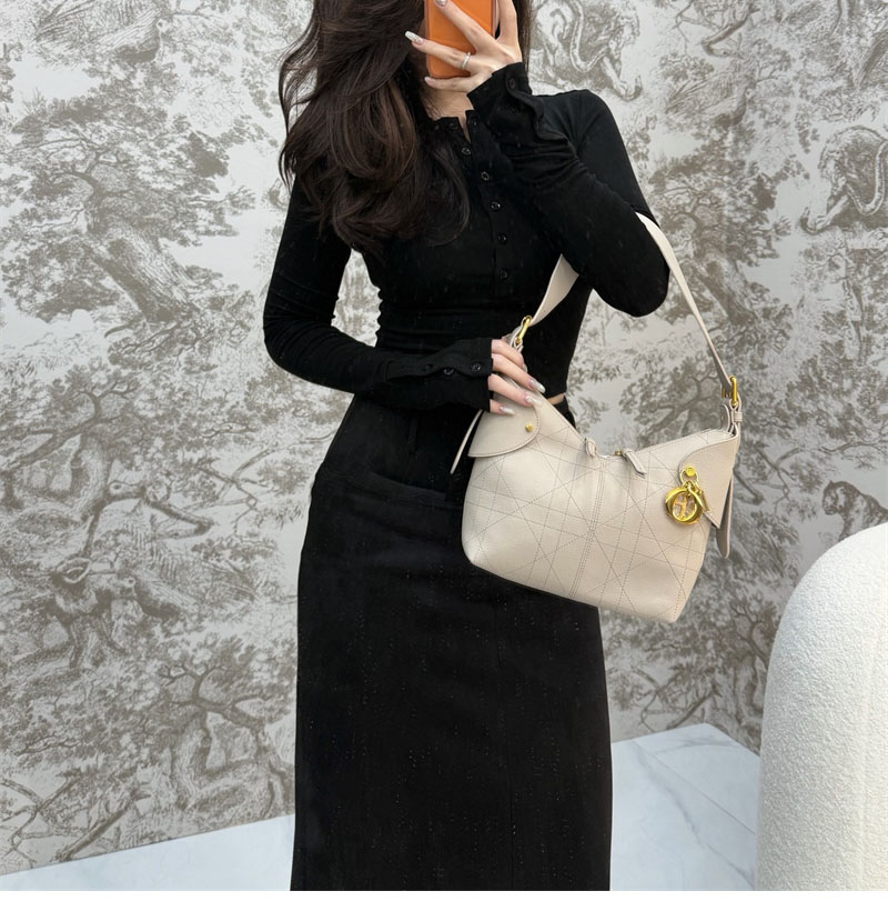 디올 보야주 스몰 백 파우더 베이지 매크로 까나쥬 그레인